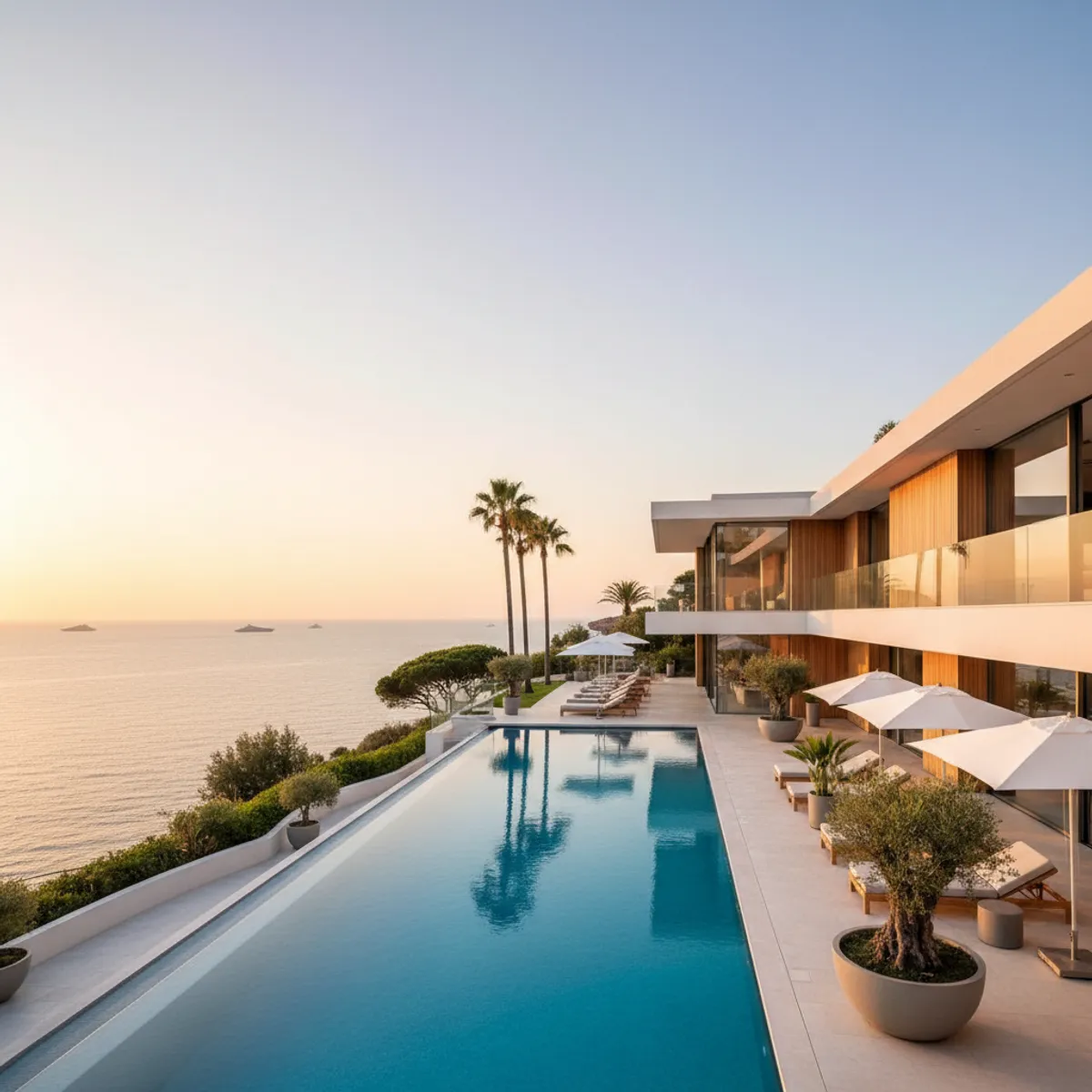 Villa luxe Côte d'Azur piscine à débordement vue mer Méditerranée