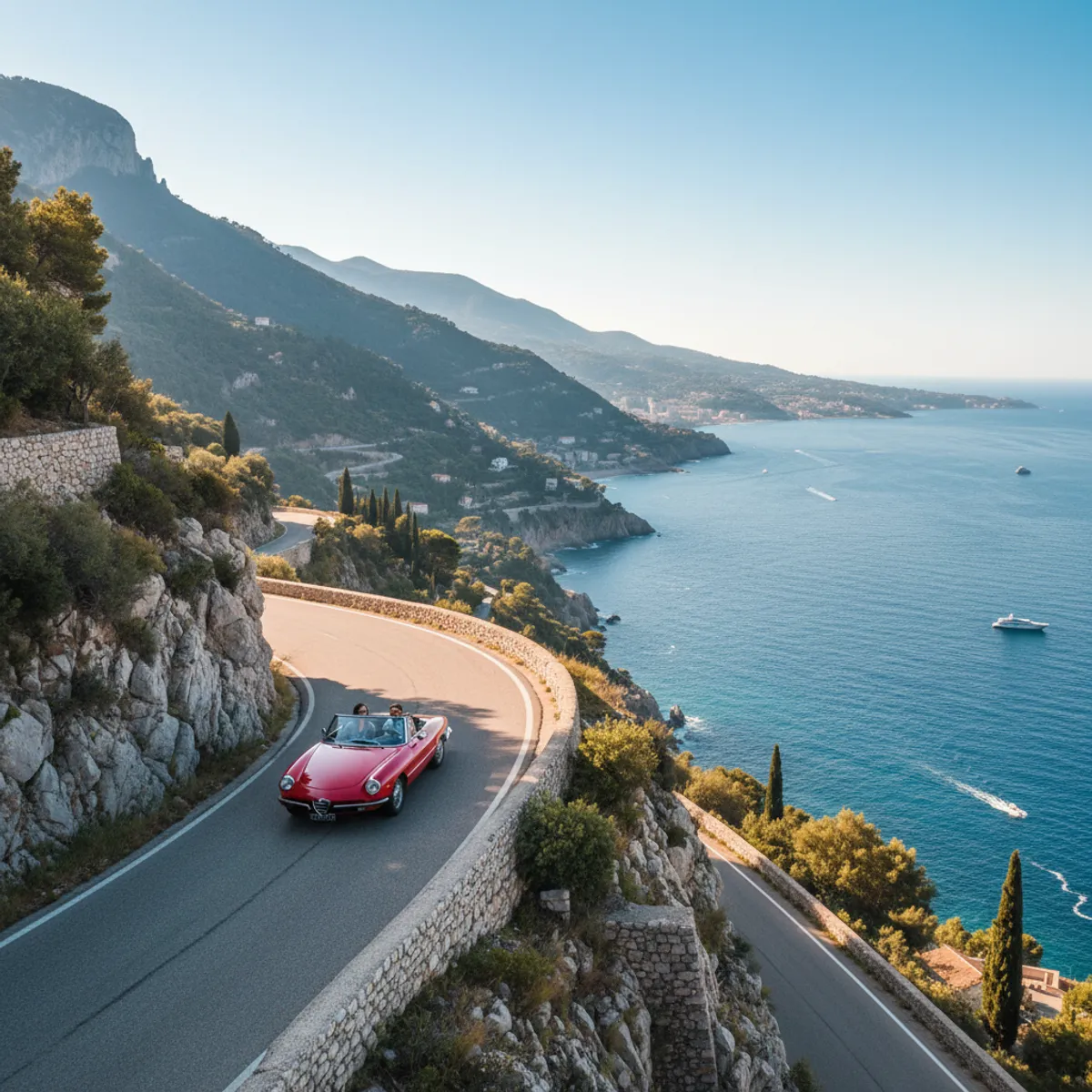 Route panoramique Grande Corniche Côte d'Azur road trip vue Méditerranée