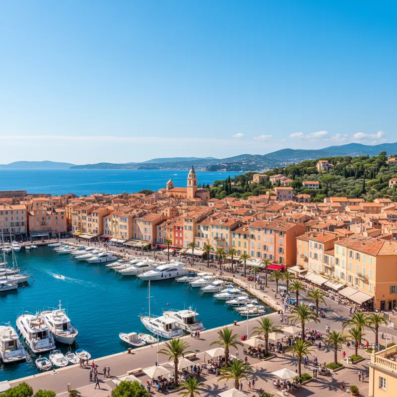 Port de Saint-Tropez et ses yachts au soleil couchant