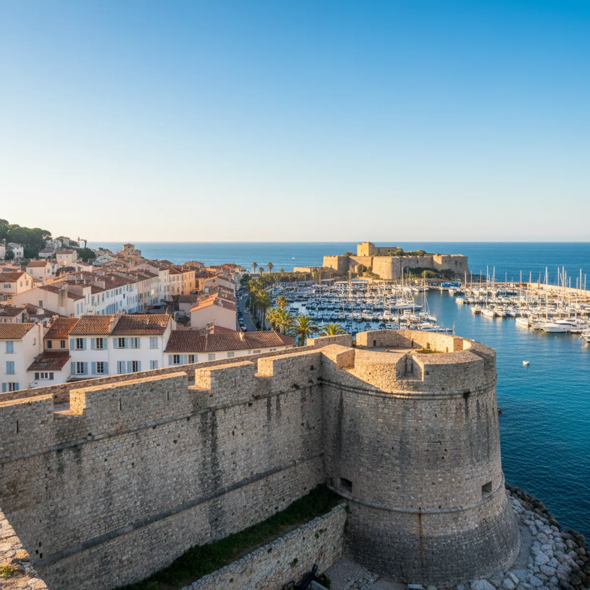 Remparts d'Antibes et vue sur la mer Méditerranée Côte d'Azur