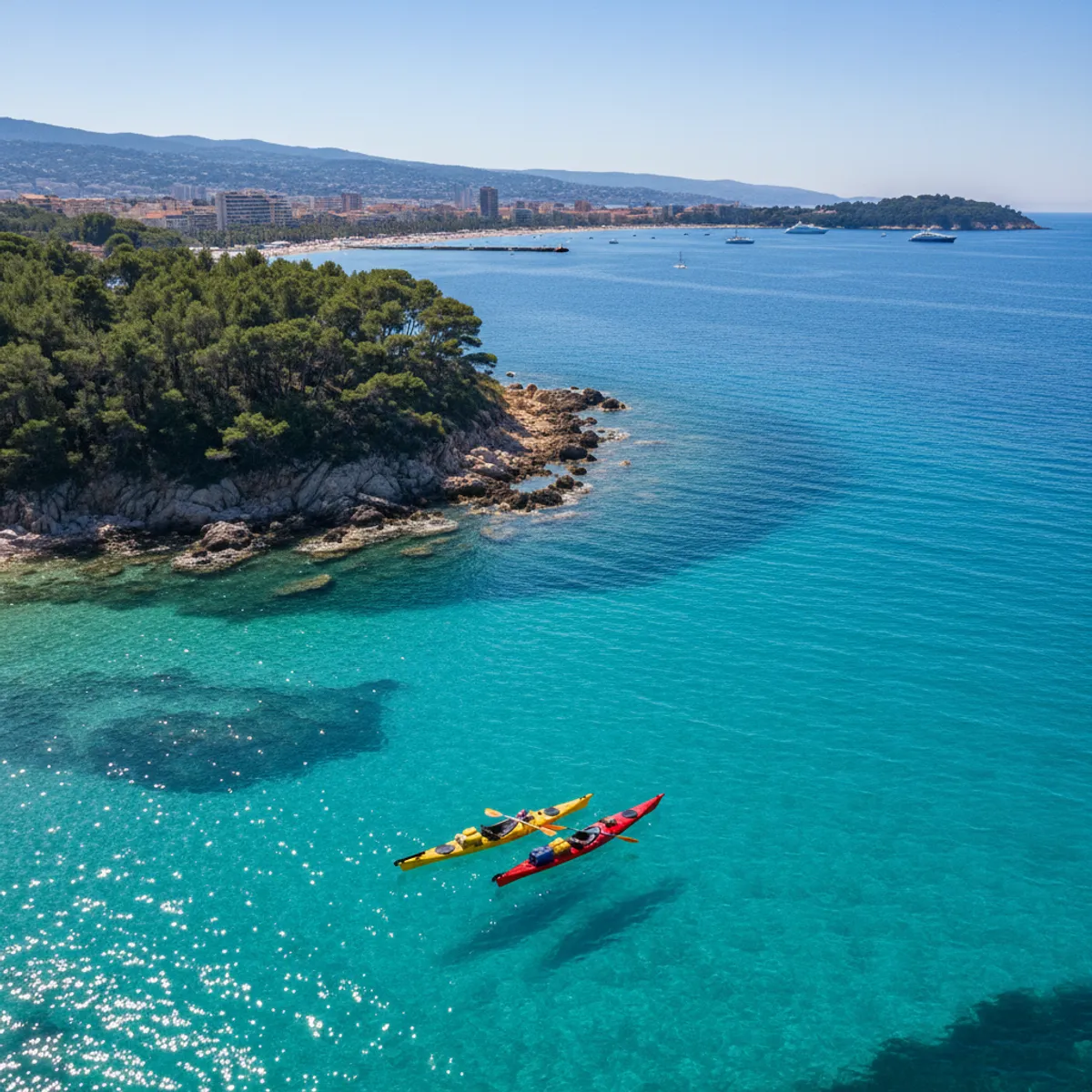 Kayak de mer Îles de Lérins Cannes eaux turquoise Méditerranée