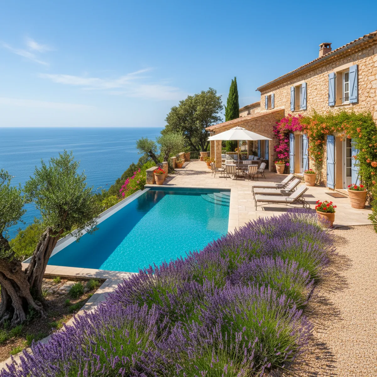 Villa de vacances avec piscine vue mer Côte d'Azur Riviera française