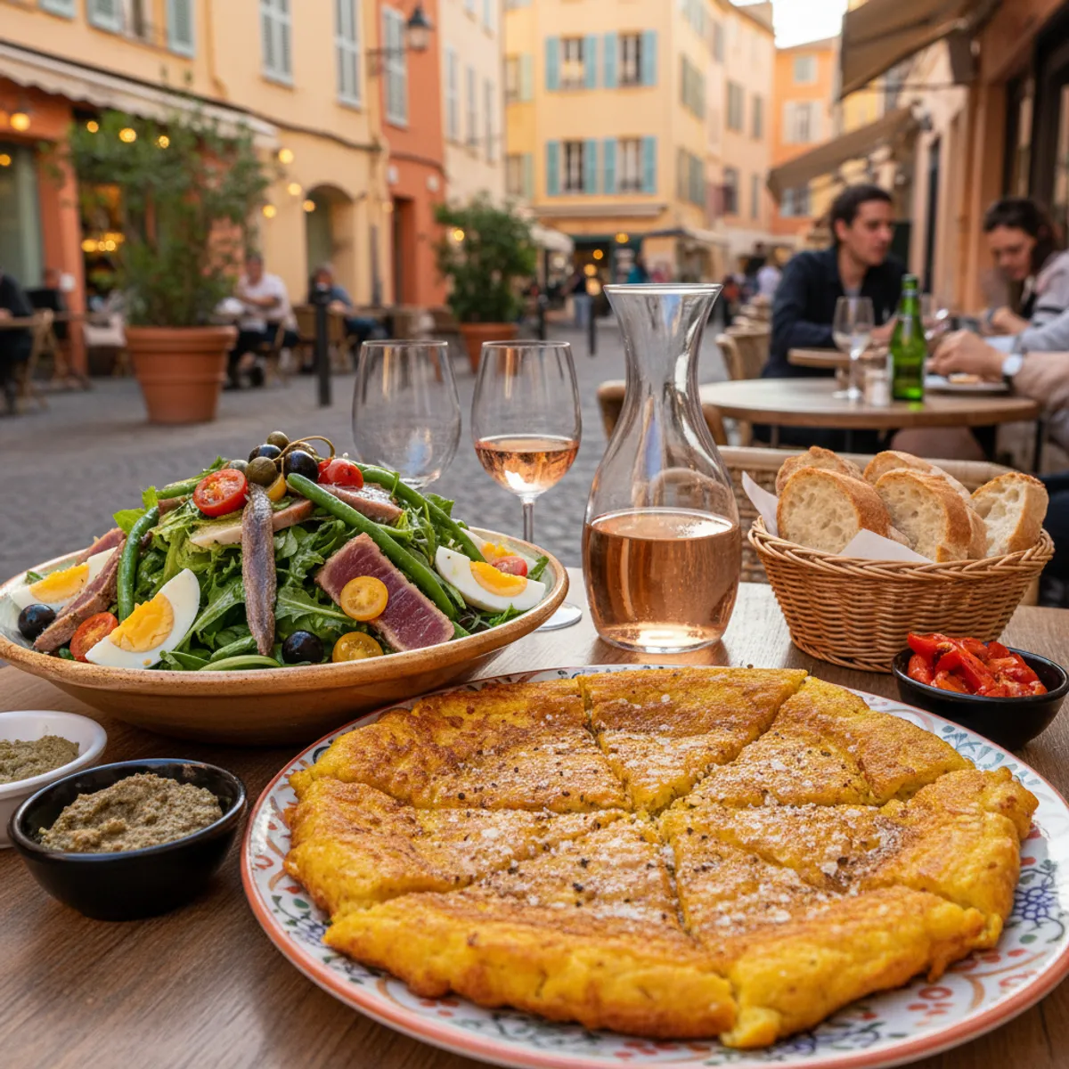 Cuisine niçoise authentique salade niçoise et socca restaurant du Vieux-Nice