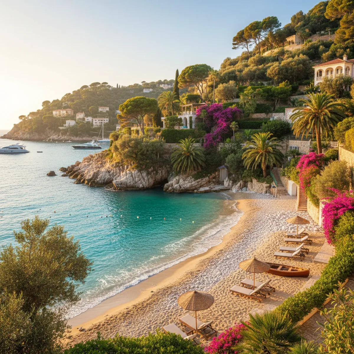 Plage de Paloma Saint-Jean-Cap-Ferrat eaux turquoise et pins parasols Côte d'Azur