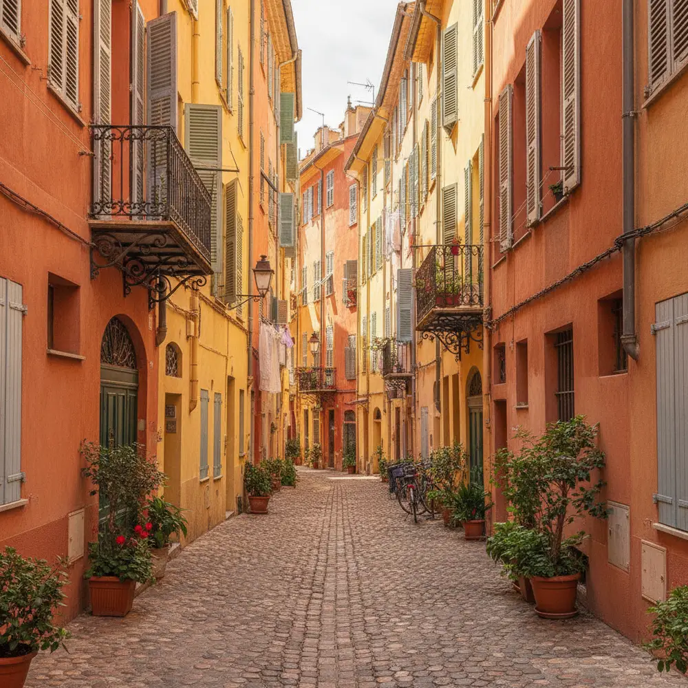 Ruelles colorées du Vieux-Nice avec façades méditerranéennes