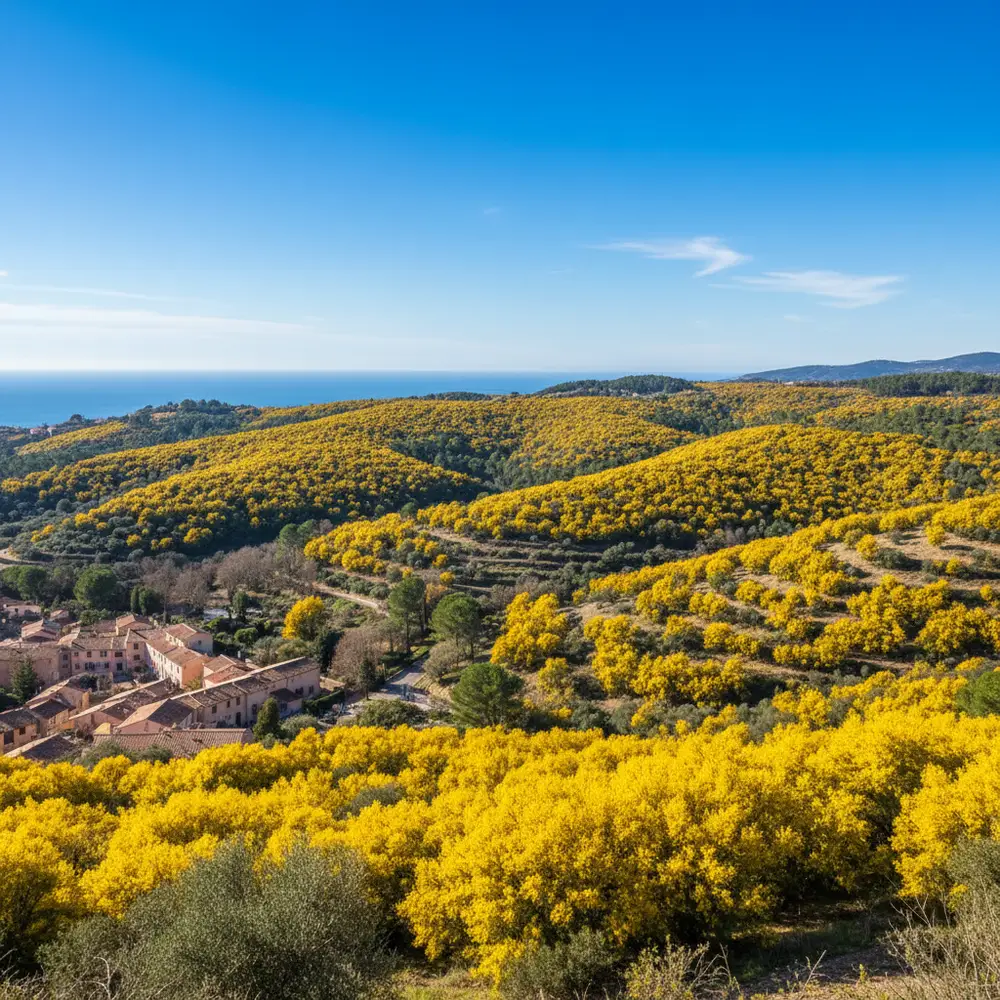 Mimosas en fleur sur la Côte d'Azur Bormes-les-Mimosas hiver doux